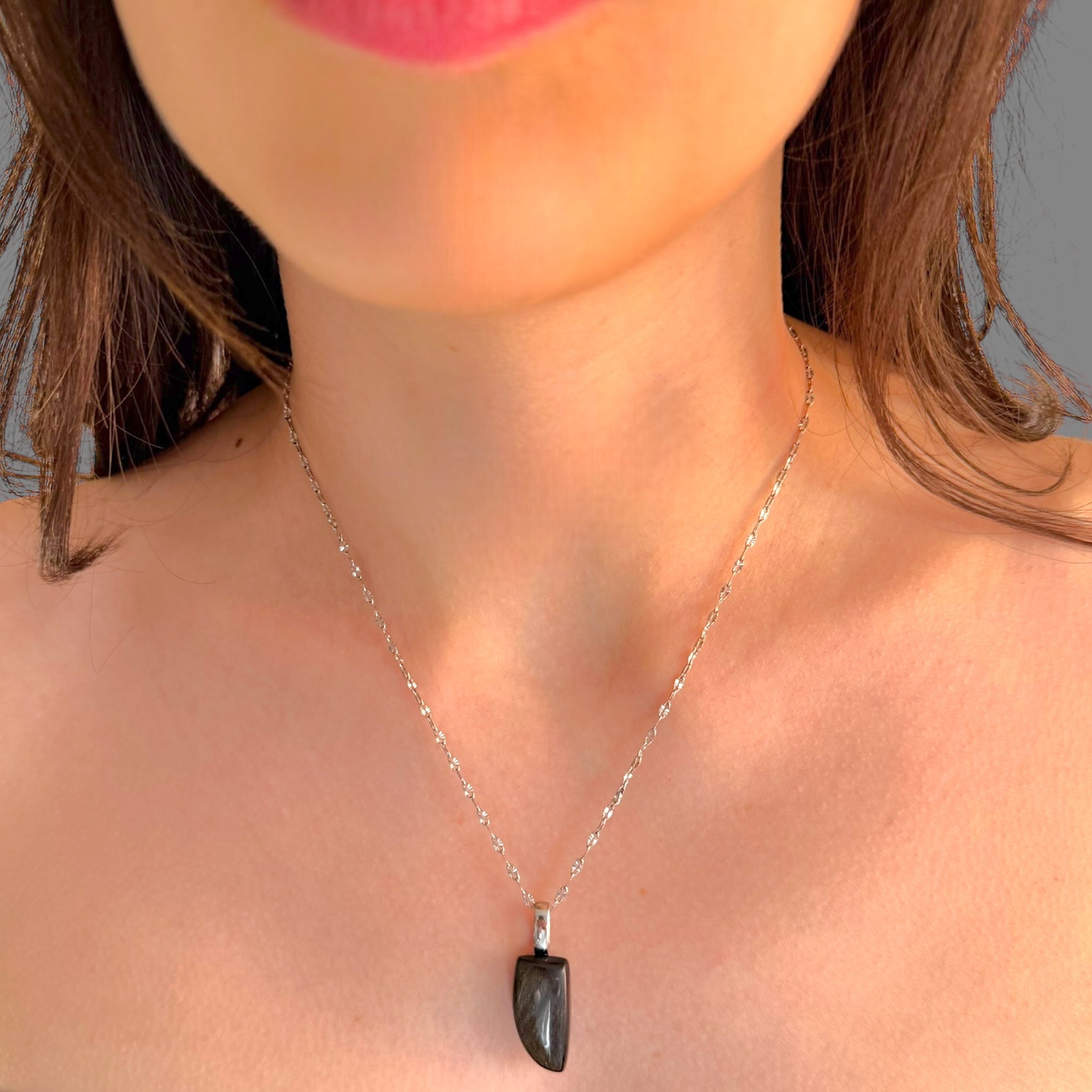 Collana ossidiana oro 23x11 mm Sharifa Crystals
